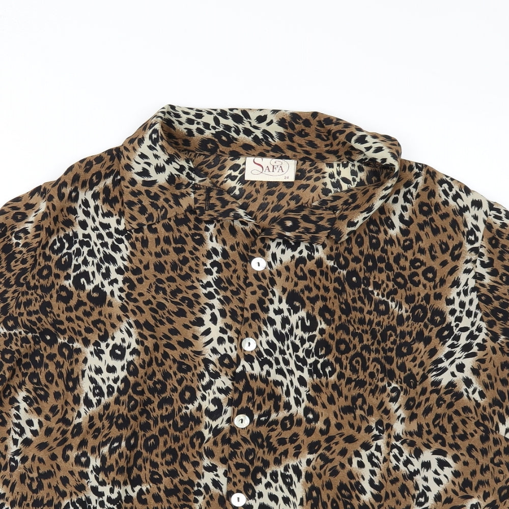 SAFA Womens Brown Animal Print  Kimono Blouse Size 24