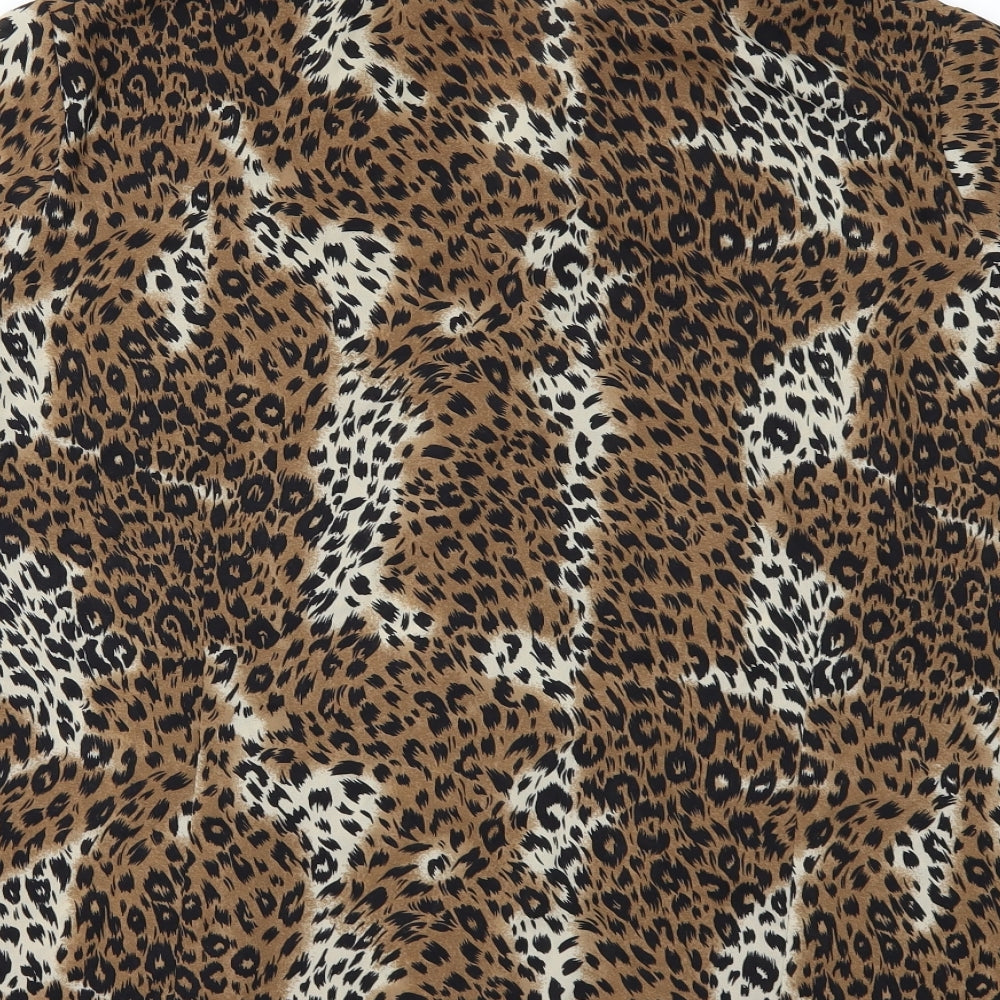 SAFA Womens Brown Animal Print  Kimono Blouse Size 24