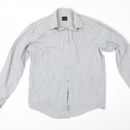 HIJKLM Mens Blue Geometric   Button-Up Size 16