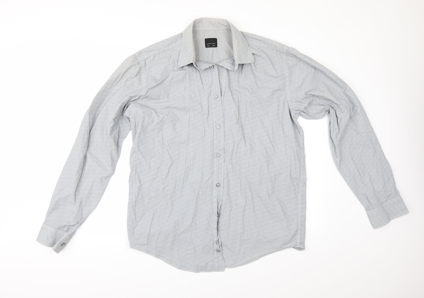HIJKLM Mens Blue Geometric   Button-Up Size 16