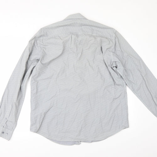 HIJKLM Mens Blue Geometric   Button-Up Size 16