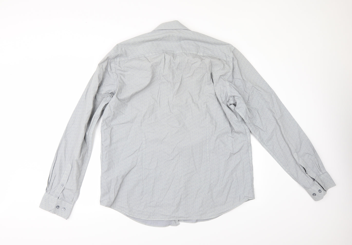 HIJKLM Mens Blue Geometric   Button-Up Size 16