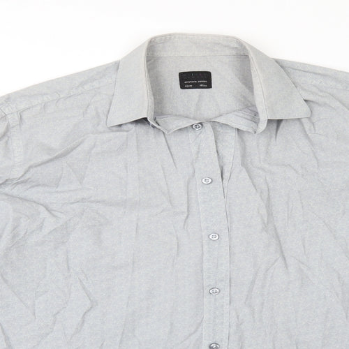 HIJKLM Mens Blue Geometric   Button-Up Size 16