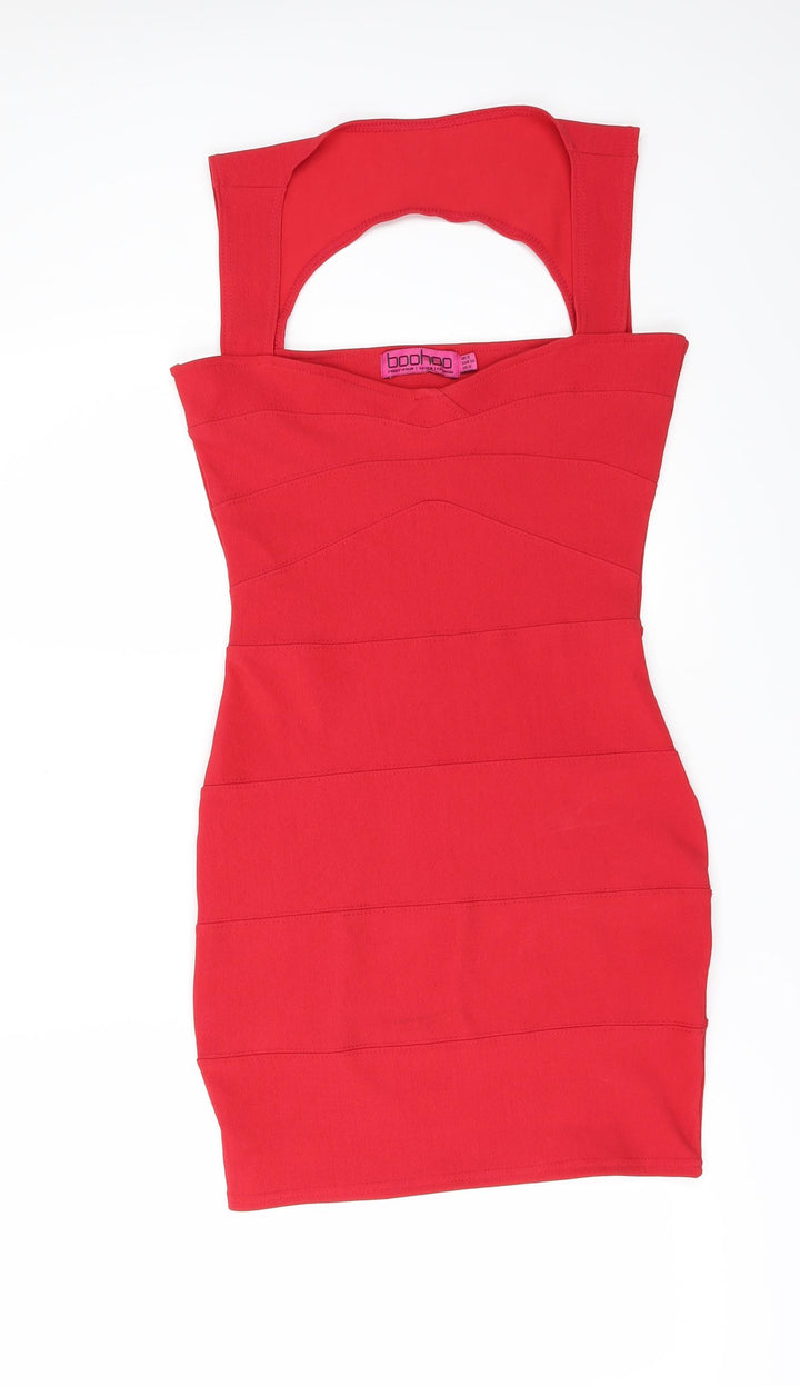 Boohoo Womens Red Bodycon Size 8