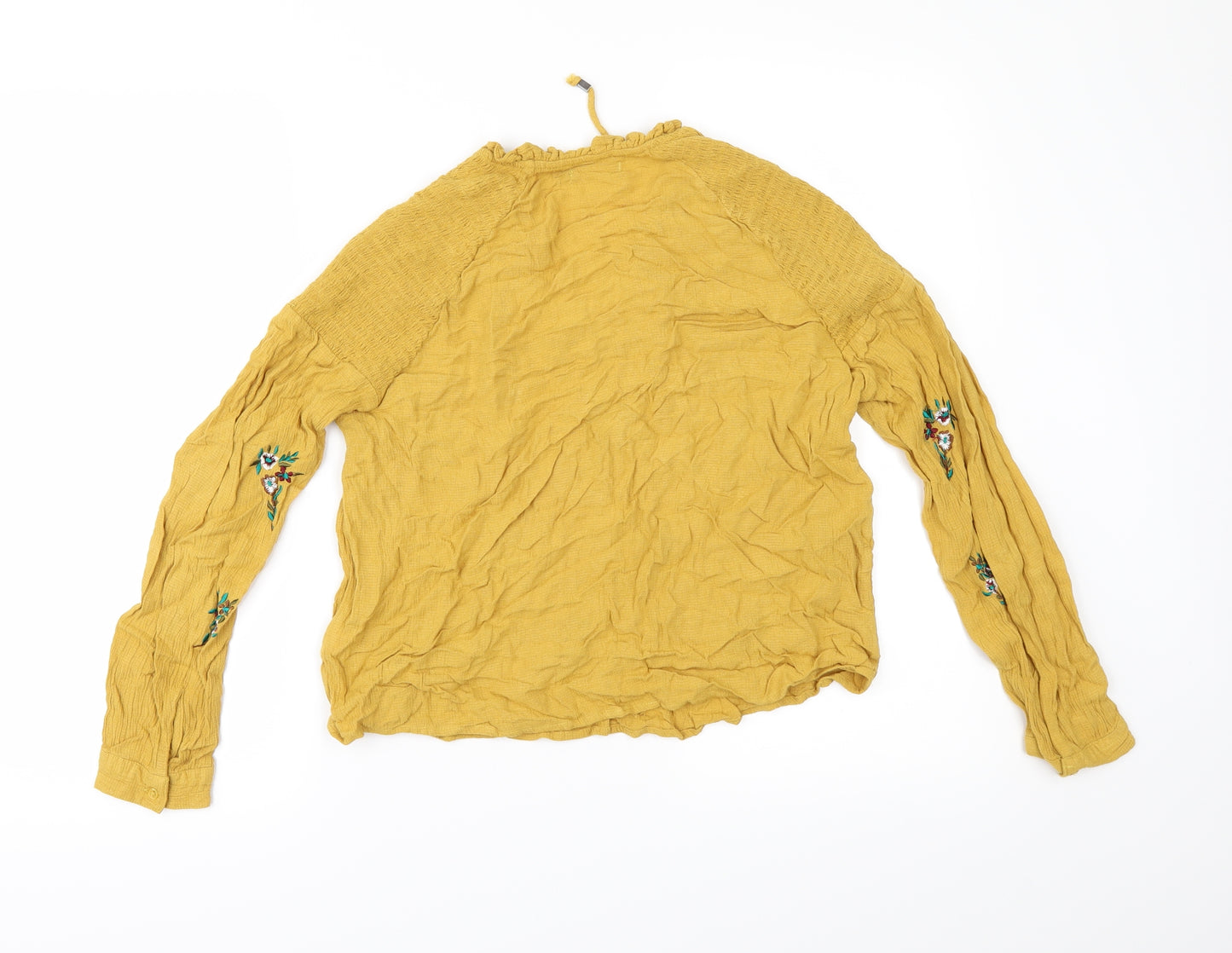 Bershka Womens Yellow Floral  Tunic Blouse Size M