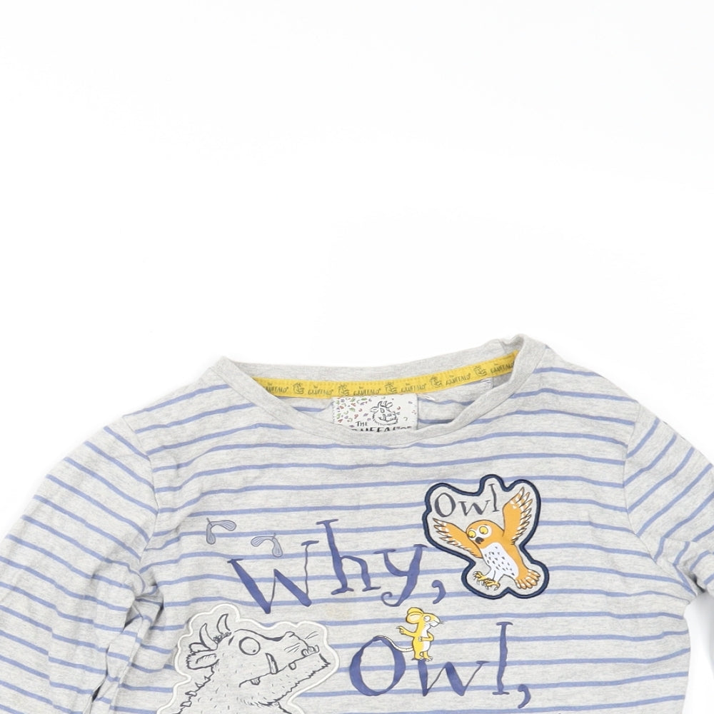 TU Boys Grey Striped  Basic T-Shirt Size 4-5 Years  - Gruffalo`