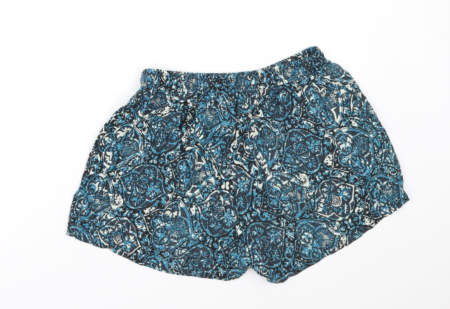 Calzedonia Womens Blue Fair Isle  Paperbag Shorts Size S