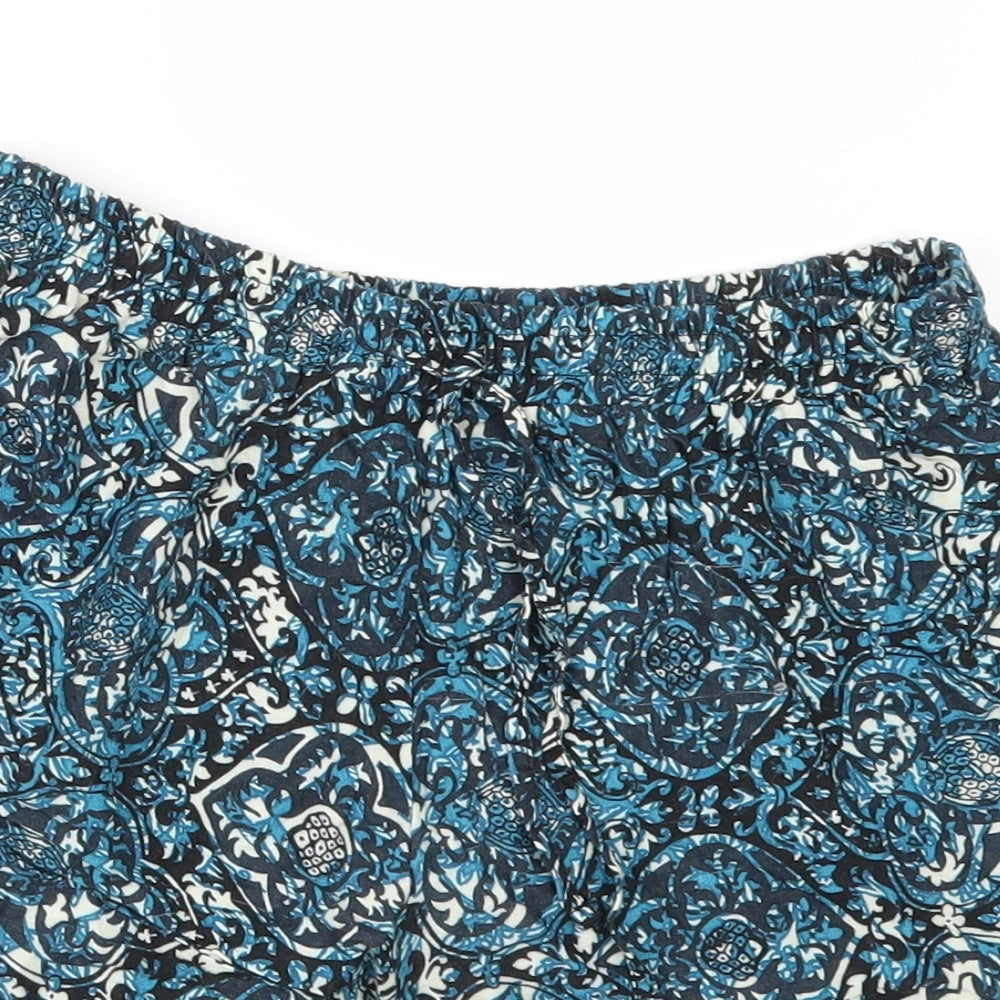 Calzedonia Womens Blue Fair Isle  Paperbag Shorts Size S