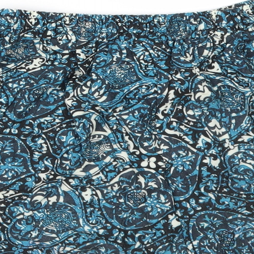 Calzedonia Womens Blue Fair Isle  Paperbag Shorts Size S