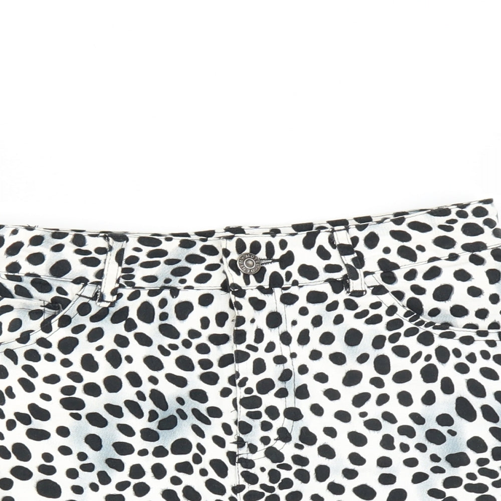 Motel Womens White Animal Print  Mini Skirt Size S