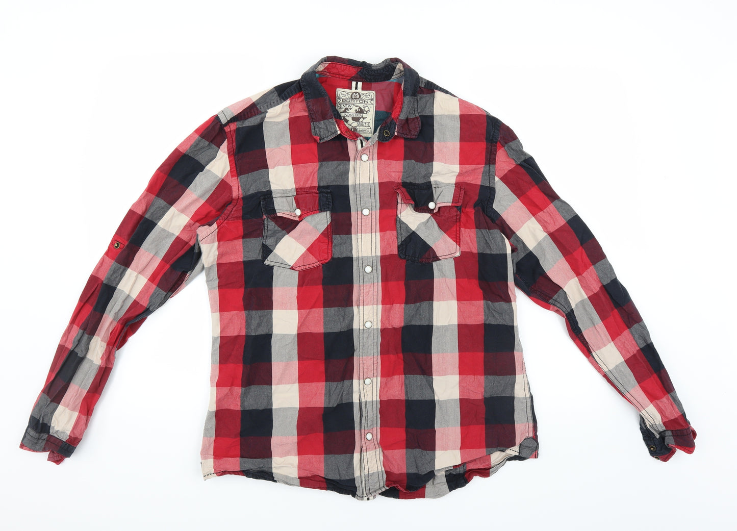 Burton Mens Red Check   Button-Up Size L