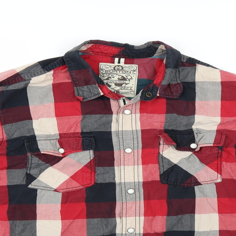 Burton Mens Red Check   Button-Up Size L