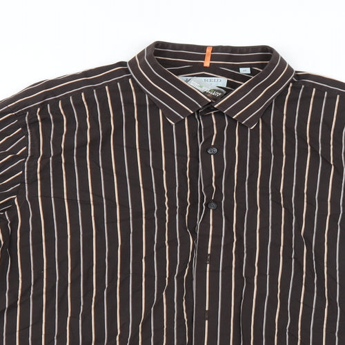 BHS Mens Brown Striped   Button-Up Size XL