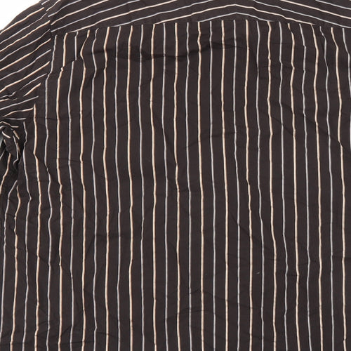 BHS Mens Brown Striped   Button-Up Size XL