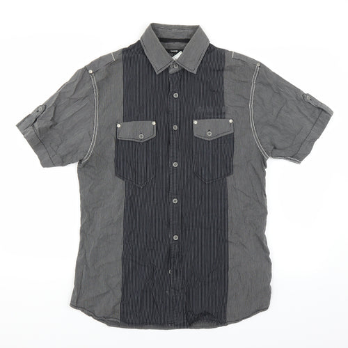 George Mens Grey Striped   Button-Up Size S