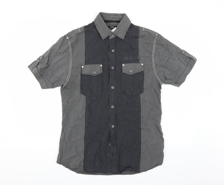 George Mens Grey Striped   Button-Up Size S
