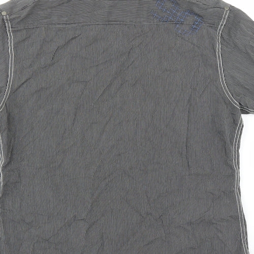George Mens Grey Striped   Button-Up Size S