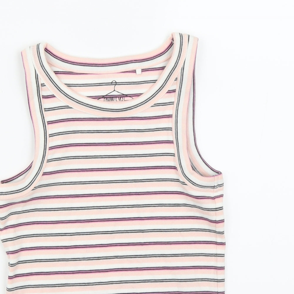 NEXT Girls Pink Striped  Basic Tank Size 9 Years