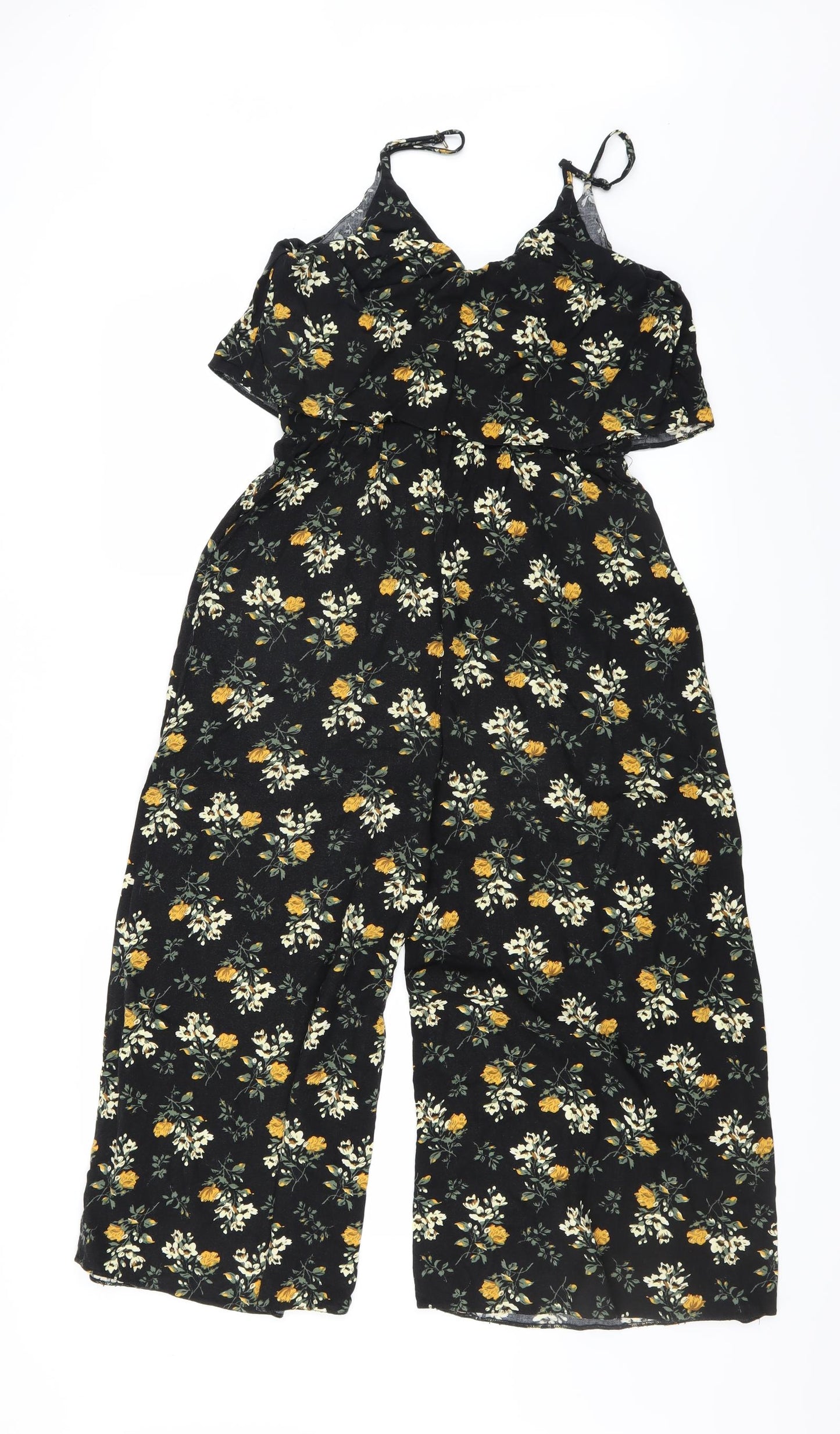 New Look Womens Black Floral  Jumpsuit One-Piece Size 10