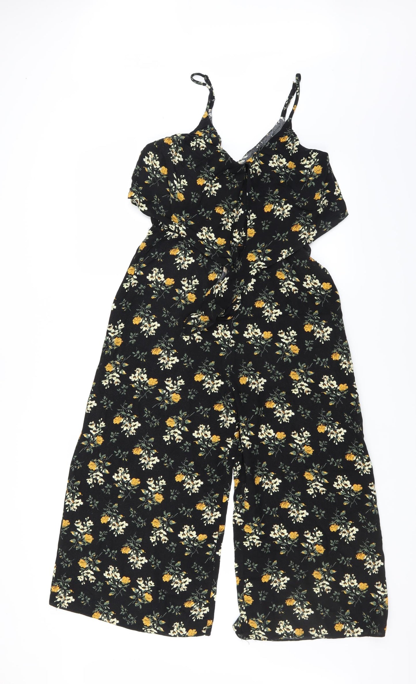 New Look Womens Black Floral  Jumpsuit One-Piece Size 10