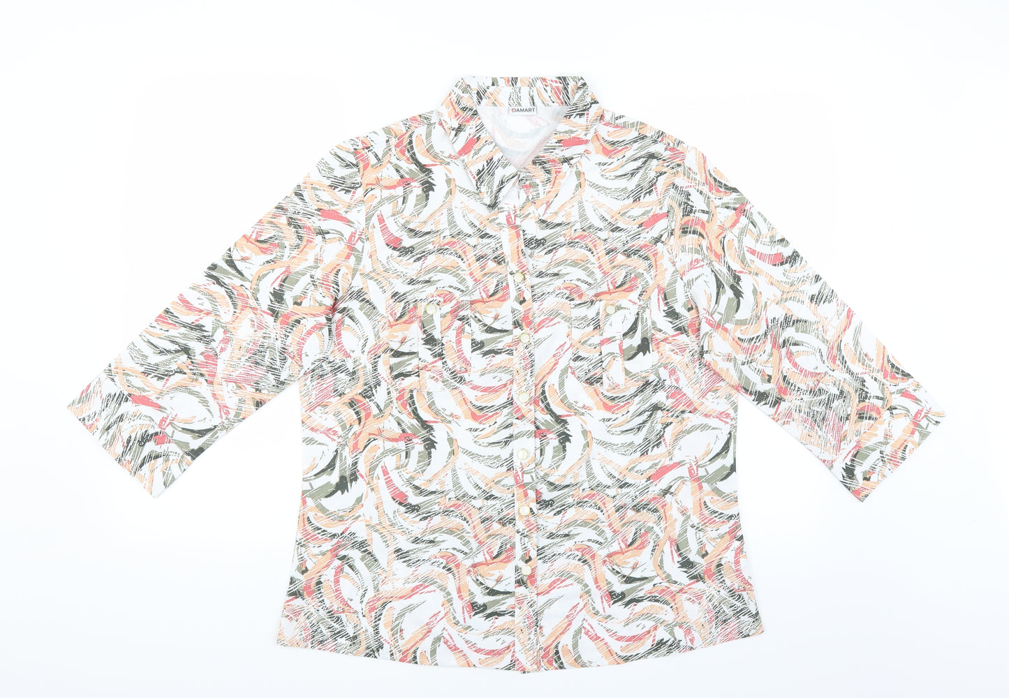 Damart Womens Multicoloured Geometric  Basic Blouse Size 16