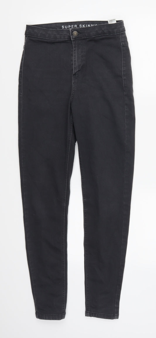 Front view of Marks & Spencer women’s grey denim skinny jeans, size UK 10, 27-inch leg