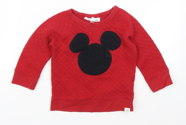 Gap Baby Red Basic T-Shirt Size 12-18 Months - Mickey Mouse