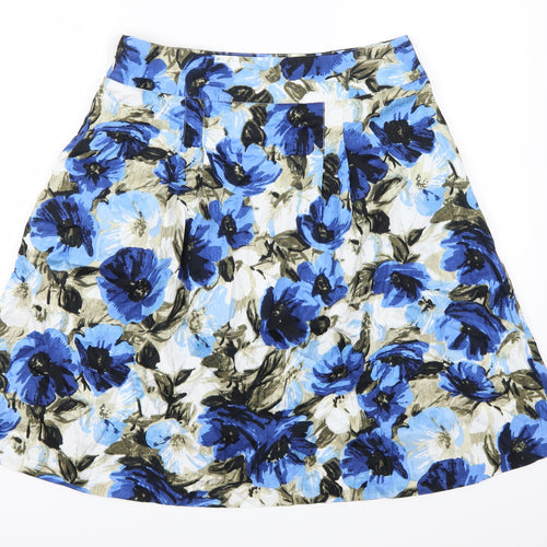 Grace Elements Womens Blue Floral  Skater Skirt Size 8
