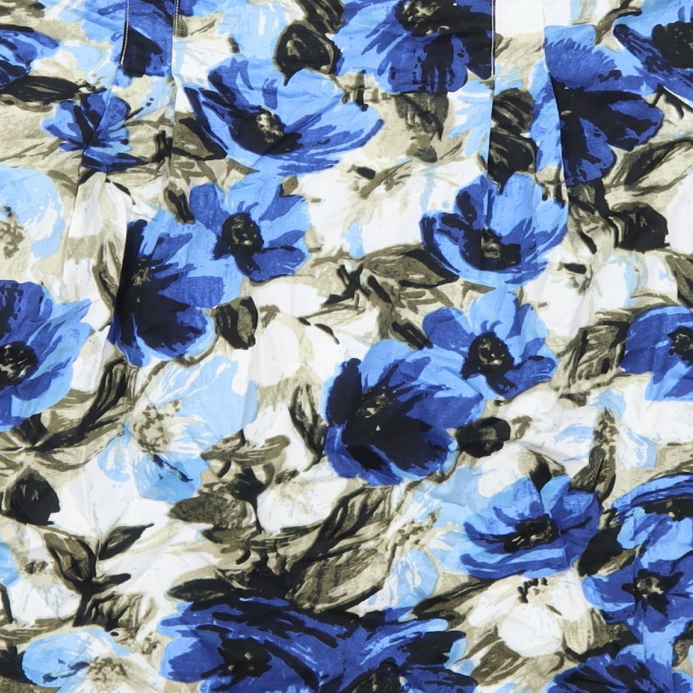 Grace Elements Womens Blue Floral  Skater Skirt Size 8