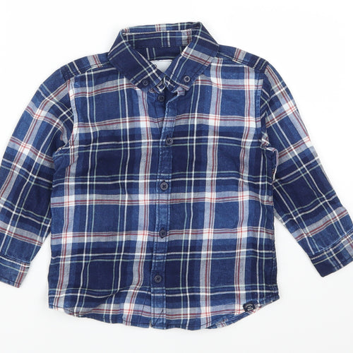Kids Boys Blue Check Flannel Basic Casual Size 3 Years