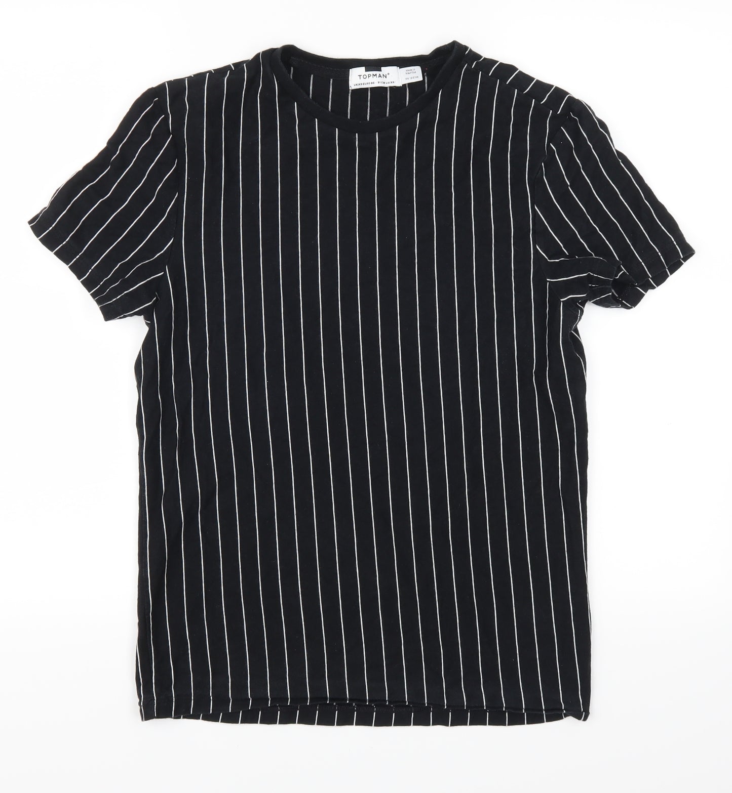 Topman Mens Black Striped   T-Shirt Size XS