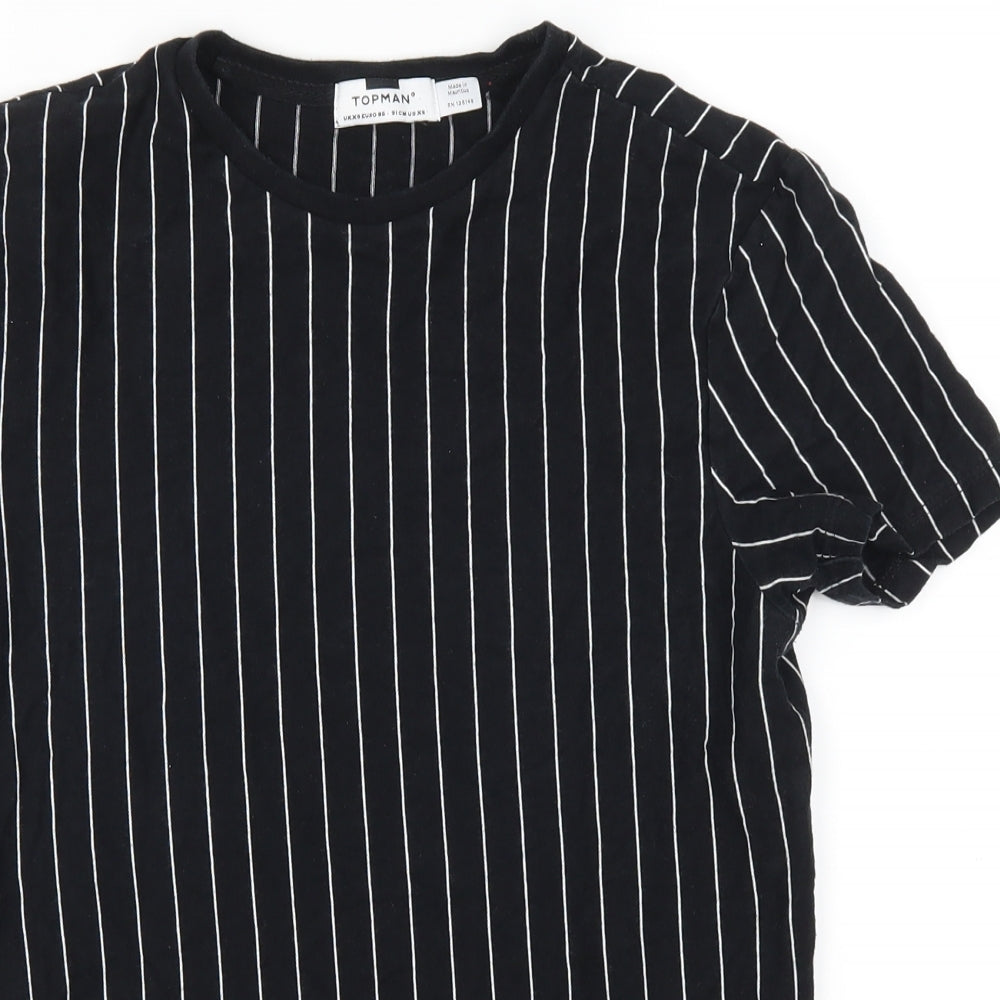 Topman Mens Black Striped   T-Shirt Size XS