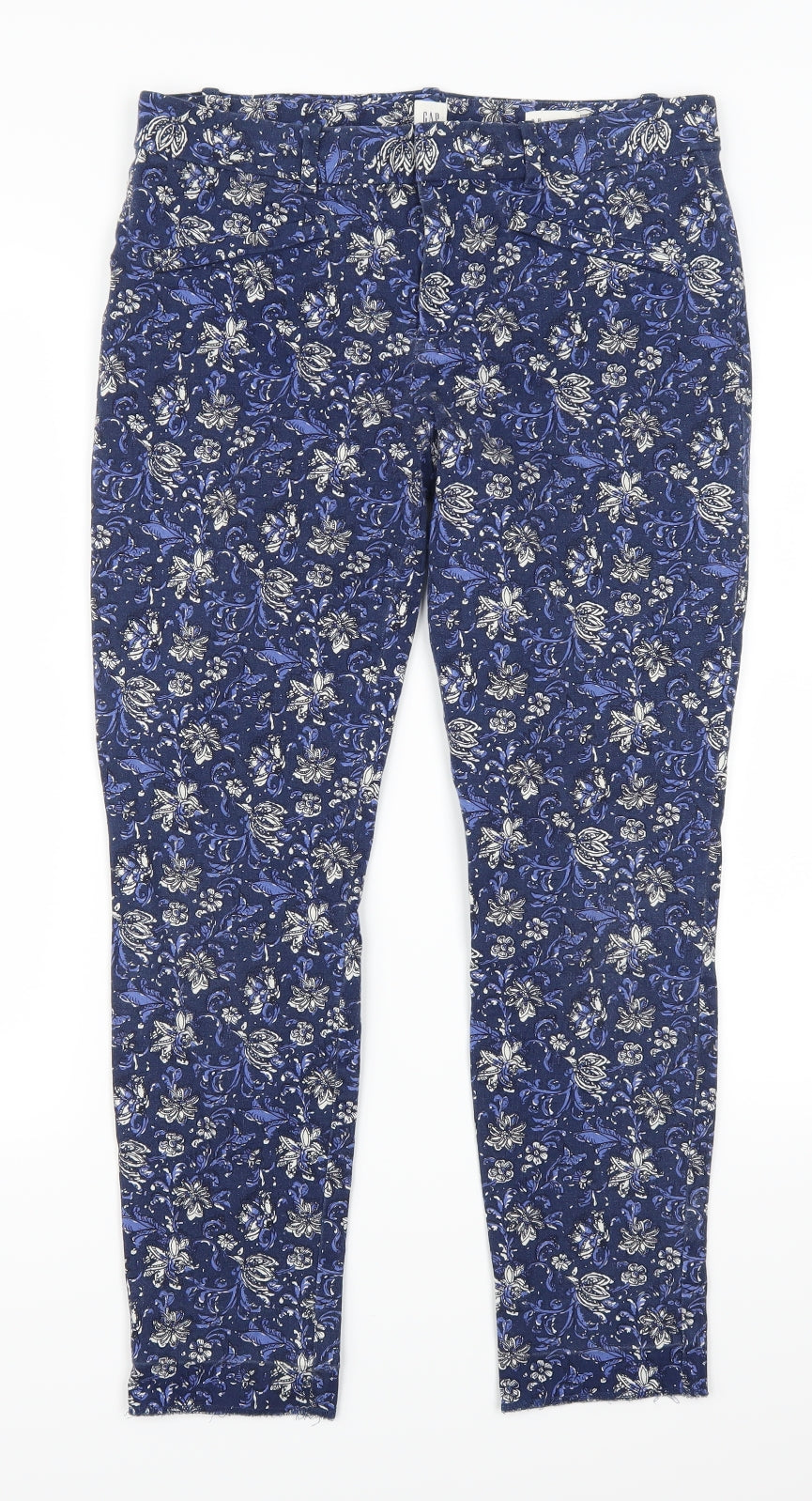 Gap Womens Blue Floral  Trousers  Size 8 L26 in