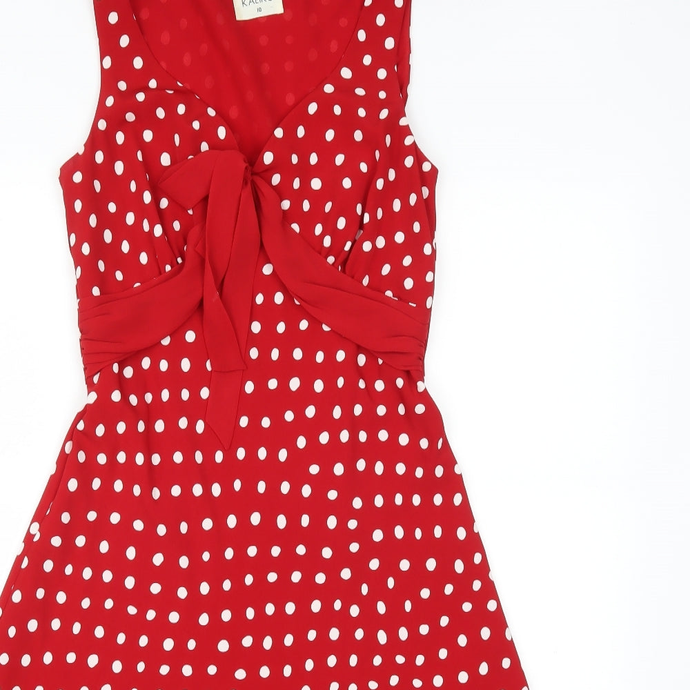 Kaliko Womens Red Polka Dot  A-Line  Size 10