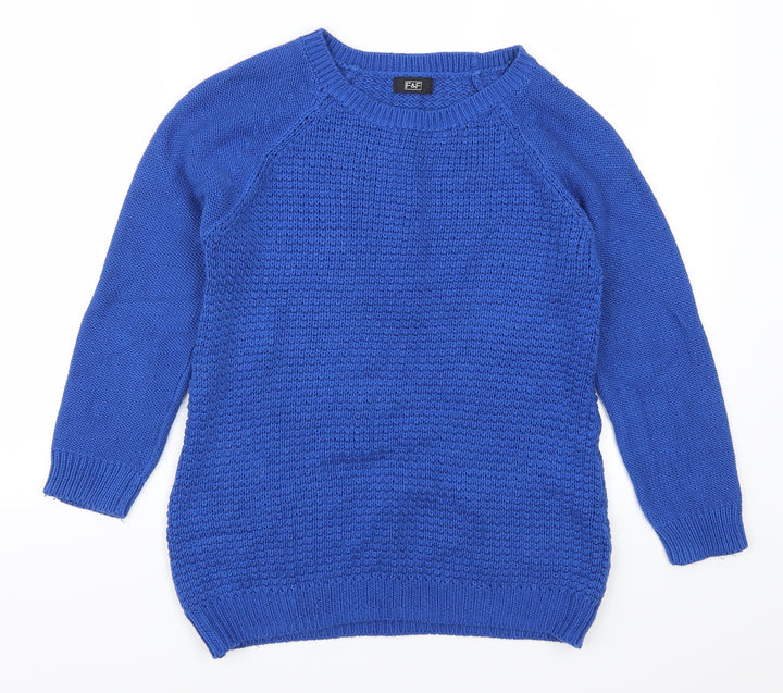 F&F Womens Blue Pullover Jumper Size 8