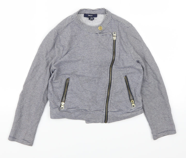 Gap Girls Blue Striped Jacket Size 6-7 Years