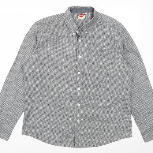 Lee Cooper Mens Grey Geometric   Button-Up Size L