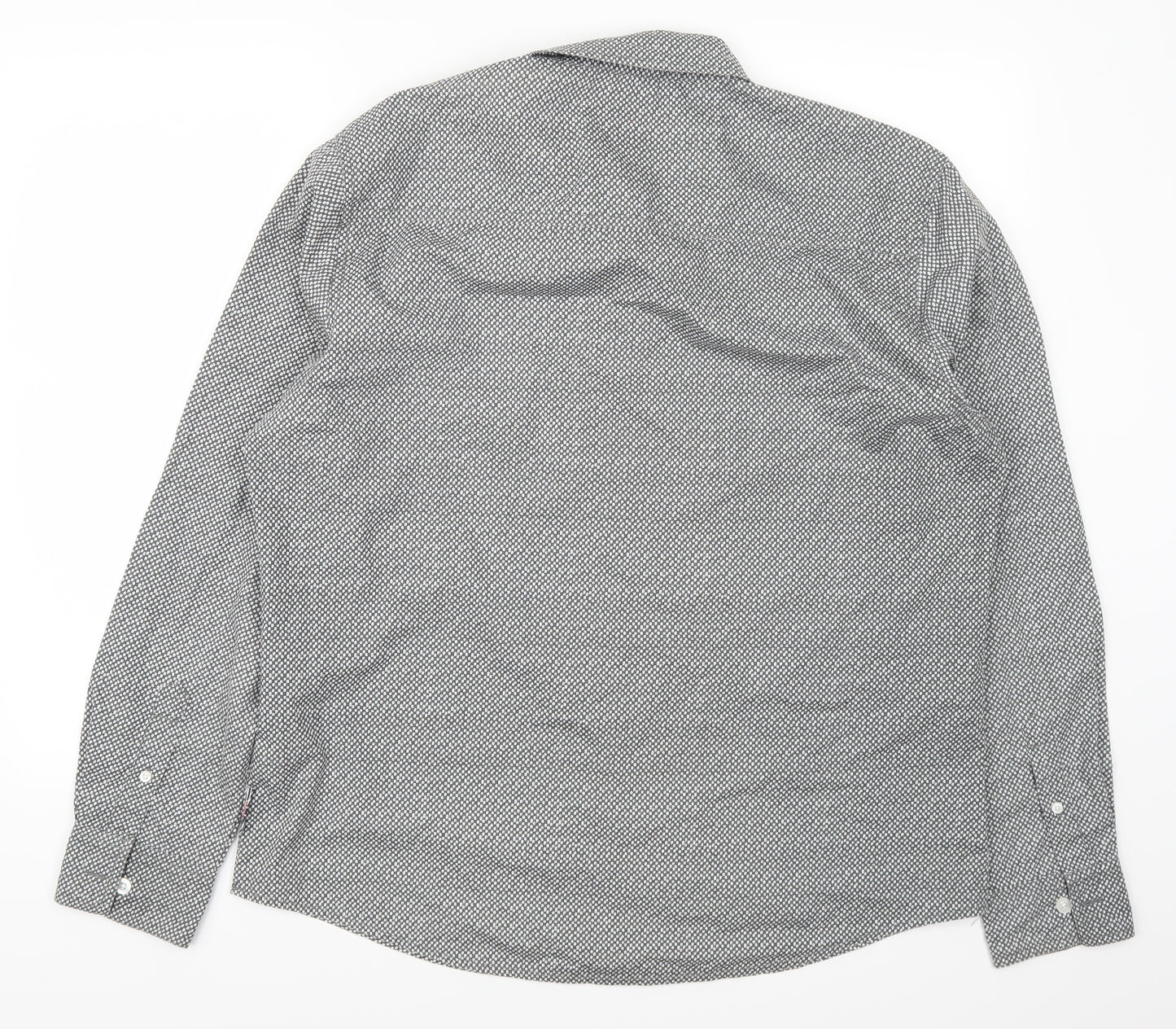 Lee Cooper Mens Grey Geometric   Button-Up Size L