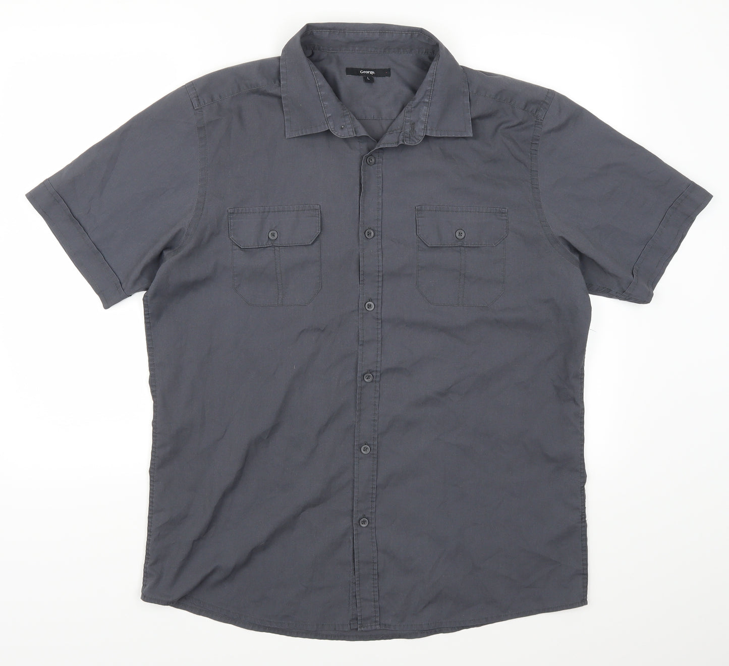 George Mens Grey    Button-Up Size L
