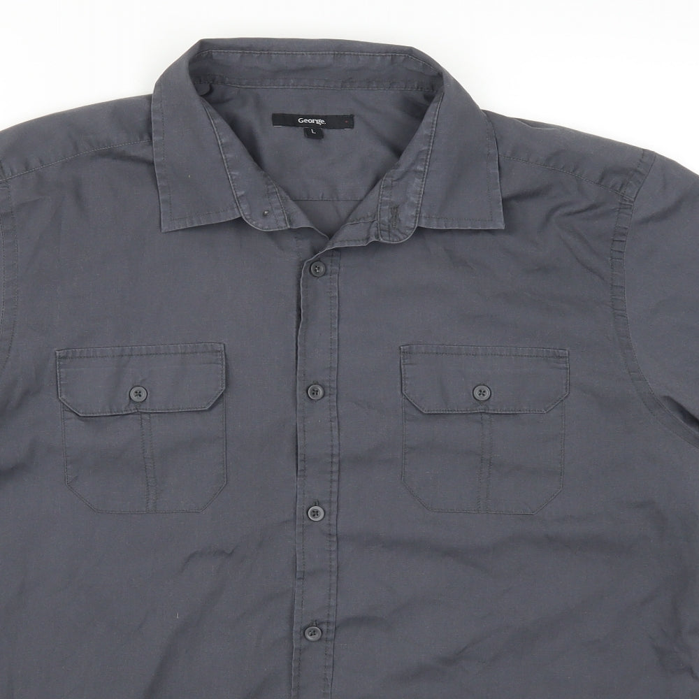 George Mens Grey    Button-Up Size L