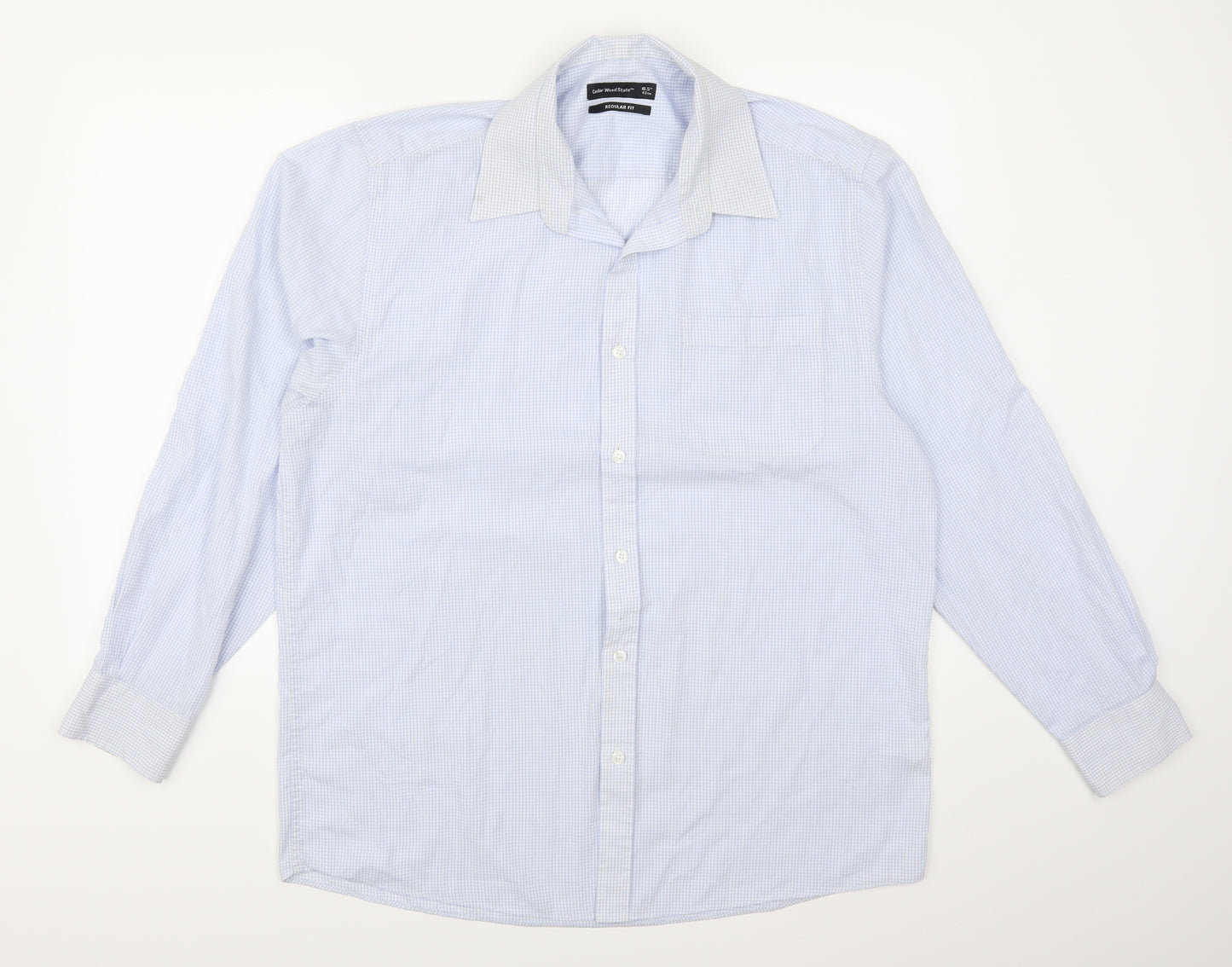 Cedar Wood State Mens Blue Check   Dress Shirt Size M