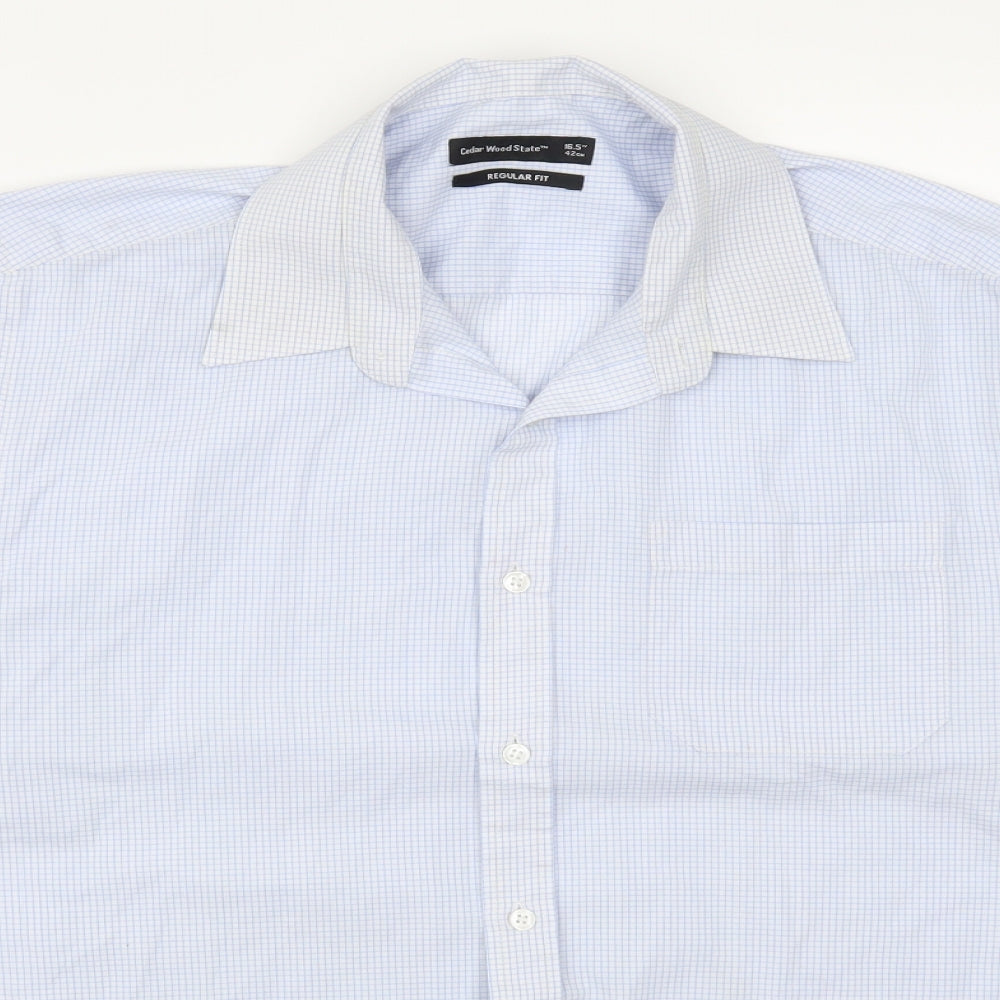 Cedar Wood State Mens Blue Check   Dress Shirt Size M