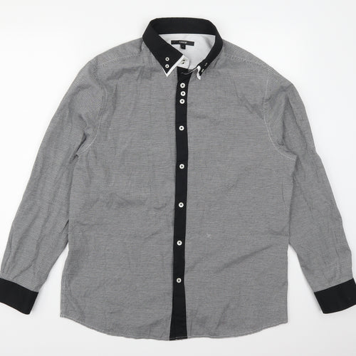 Arthur George Mens Grey Check   Button-Up Size L