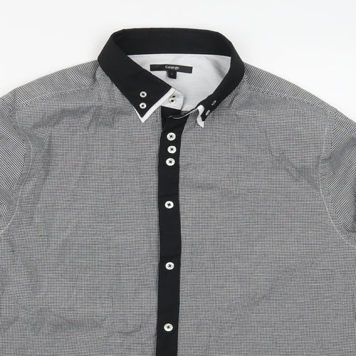 Arthur George Mens Grey Check   Button-Up Size L