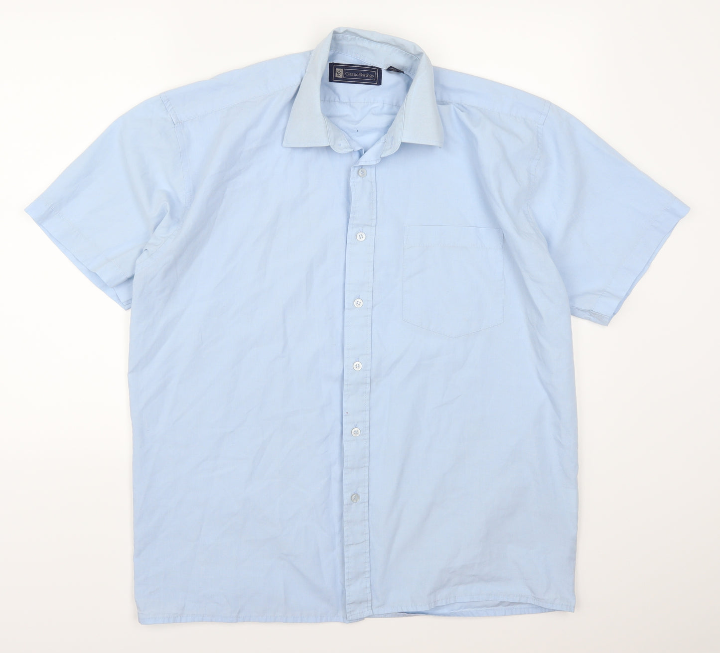 Classic Shirtings Mens Blue    Button-Up Size L