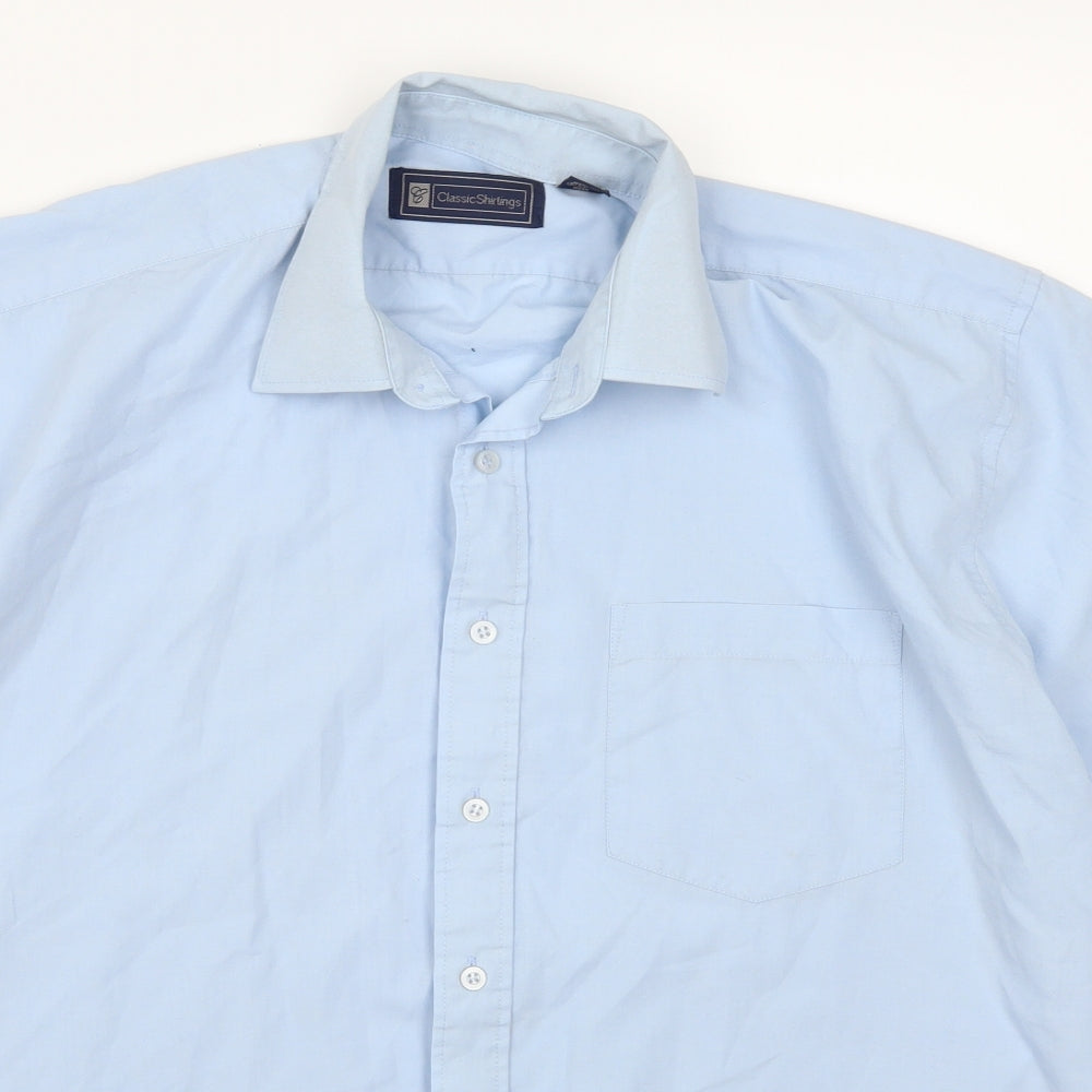 Classic Shirtings Mens Blue    Button-Up Size L