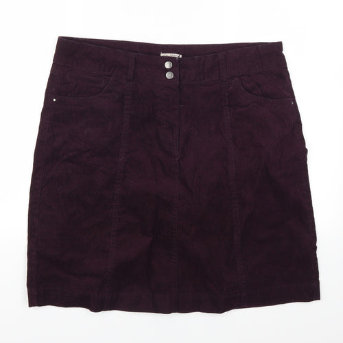 M&Co Womens Purple  Corduroy A-Line Skirt Size 36