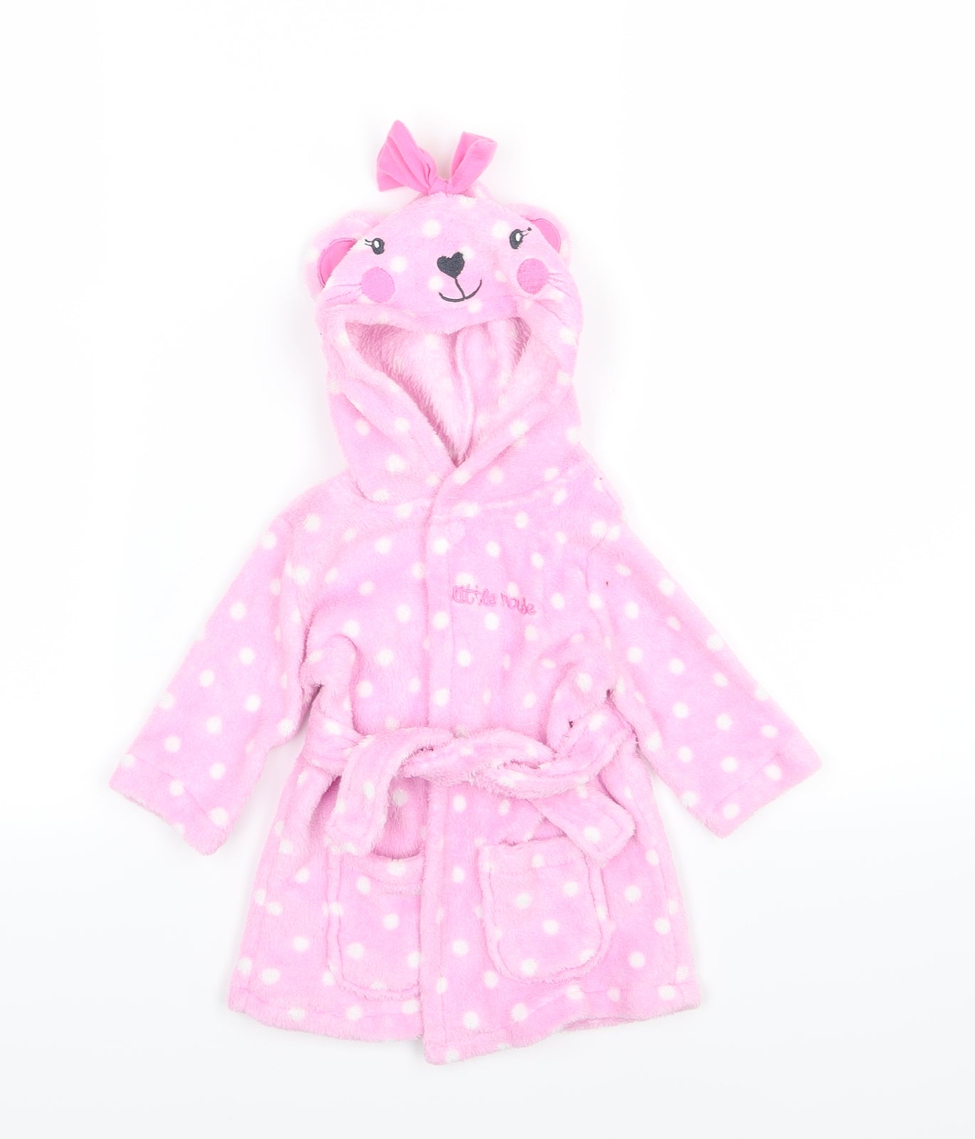 Peacocks Girls Pink Polka Dot Fleece  Gown Size 3-6 Months  - Little mouse