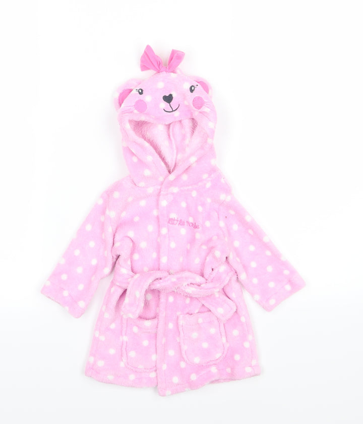 Peacocks Girls Pink Polka Dot Fleece  Gown Size 3-6 Months  - Little mouse
