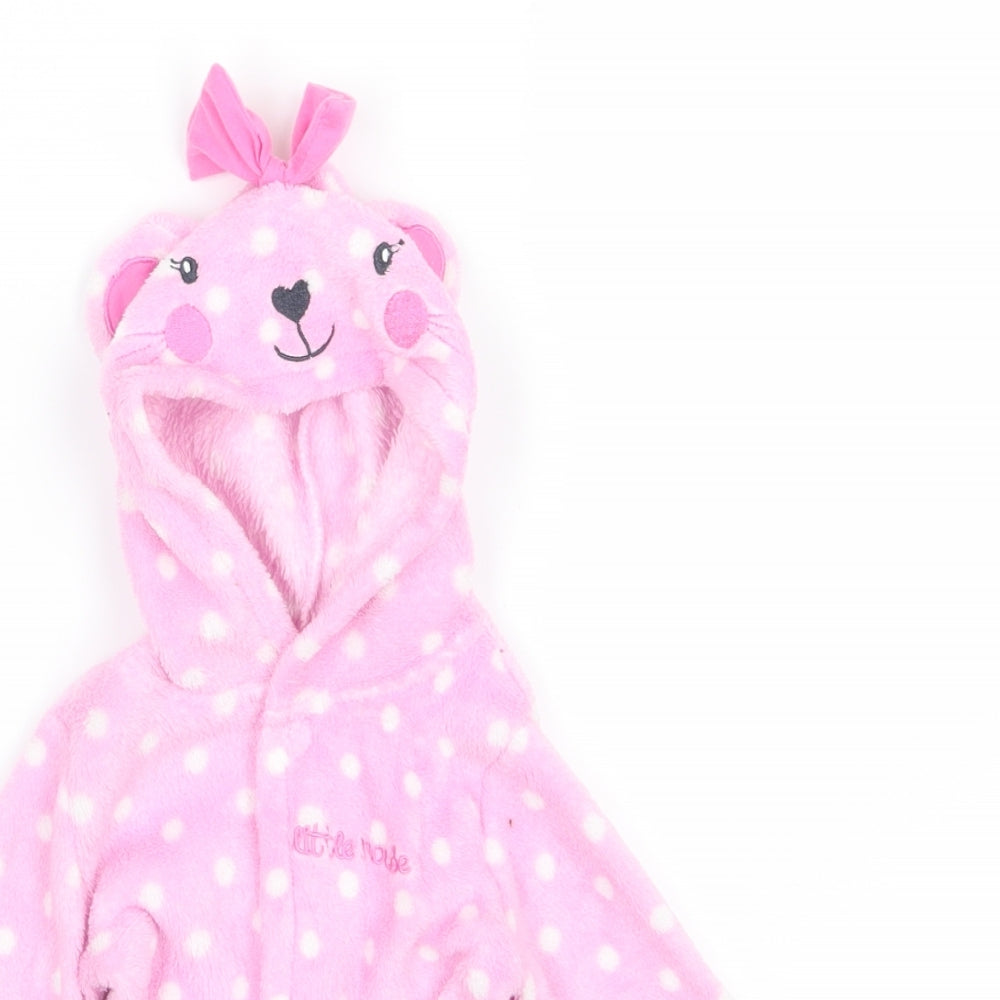 Peacocks Girls Pink Polka Dot Fleece  Gown Size 3-6 Months  - Little mouse